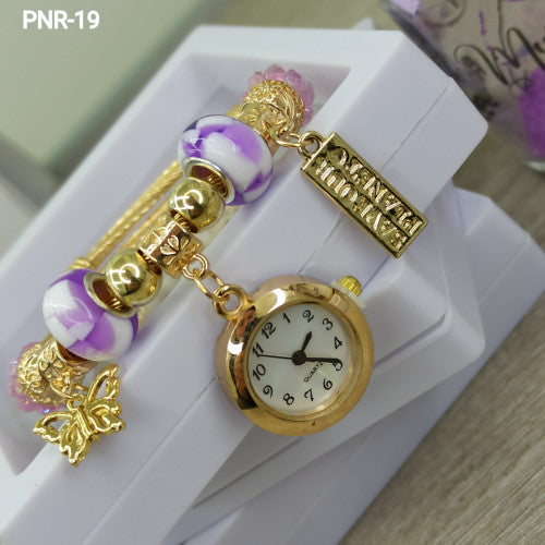 PNR  RELOJ PULSERA TIPO PANDORA DORADO