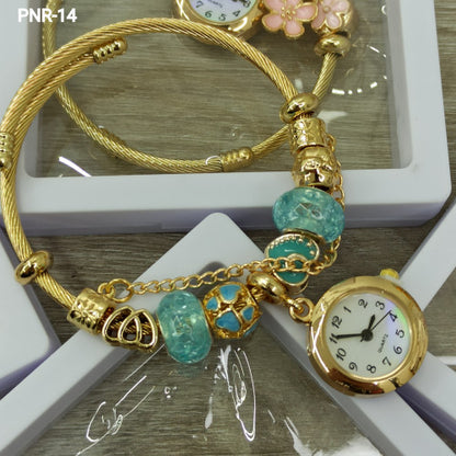 PNR  RELOJ PULSERA TIPO PANDORA DORADO