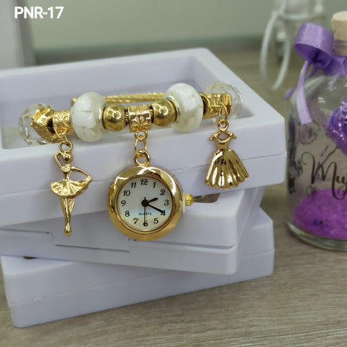 PNR  RELOJ PULSERA TIPO PANDORA DORADO